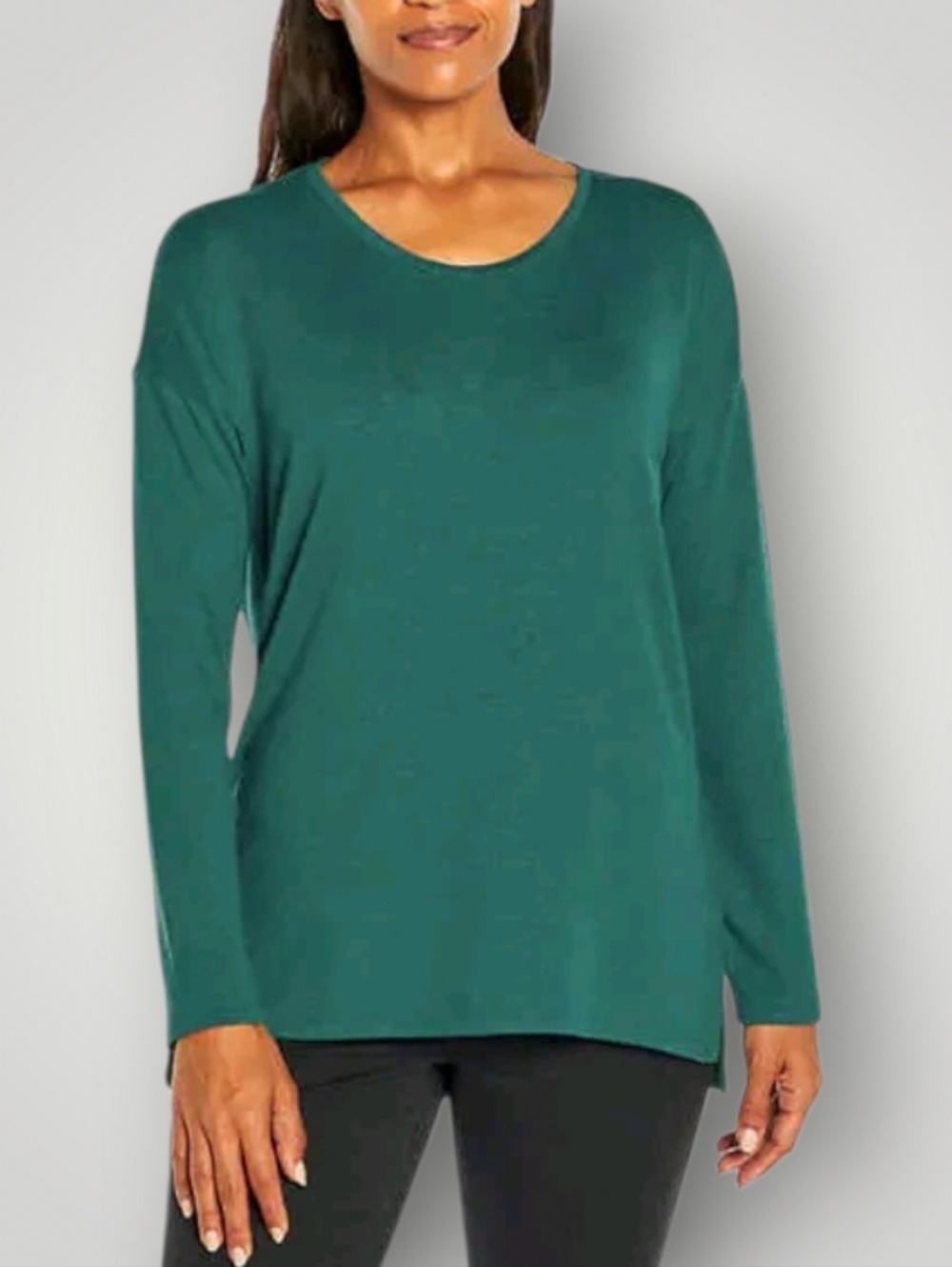 Banana Republic Scoop Neck Long‎ Sleeve Top Medium Teal Forest Green Relaxed